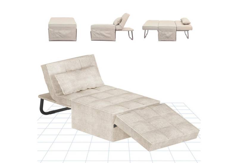 FLEXISPOT Schlafsofa Relaxsessel mit Liegefunktion, Loungesessel, Ottoman, Beige, klappsofa von FLEXISPOT