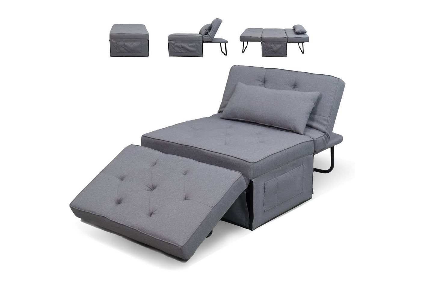 FLEXISPOT Schlafsofa Relaxsessel mit Liegefunktion, Loungesessel, Ottoman, Grau, klappsofa von FLEXISPOT