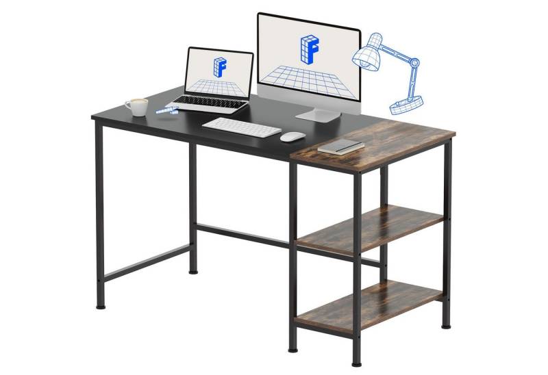 FLEXISPOT Schreibtisch Basic F4 (Home Office PC-Tisch), 2 Tier Lagerregalen, Schreibtisch mit Bücherregal von FLEXISPOT