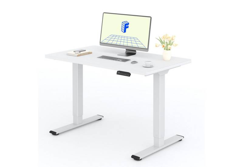 FLEXISPOT Schreibtisch Basic Plus Elektrisch höhenverstellbarer Schreibtisch (2 Motore & 2-Fach-Teleskop & 4 Höhenspeichertasten), MIT einteiliger Tischplatte, 120/140/160 von FLEXISPOT