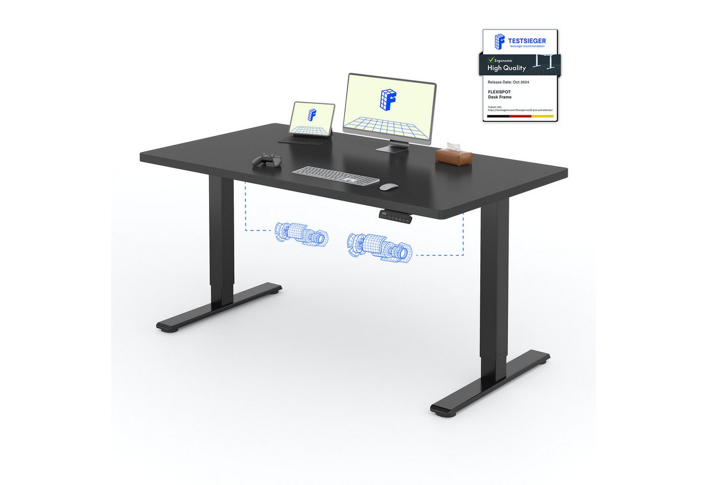 FLEXISPOT Schreibtisch Basic Plus Elektrisch höhenverstellbarer Schreibtisch (2 Motore & 2-Fach-Teleskop & 4 Höhenspeichertasten), MIT 25MM einteiliger Tischplatte, 120/140/160 FLEXISPOT Schreibtisch Basic Plus Elektrisch höhenverstellbarer Schreibtisch (2 Motore & 2-Fach-Teleskop & 4 Höhenspeichertasten), MIT 25MM einteiliger Tischplatte, 120/140/160 von FLEXISPOT