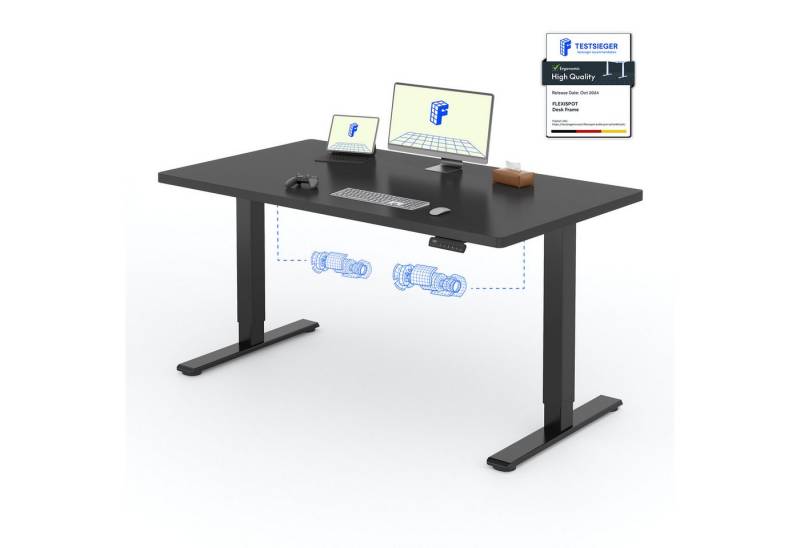 FLEXISPOT Schreibtisch Basic Plus Elektrisch höhenverstellbarer Schreibtisch (2 Motore & 2-Fach-Teleskop & 4 Höhenspeichertasten), MIT 25MM einteiliger Tischplatte, 120/140/160 von FLEXISPOT