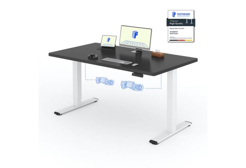 FLEXISPOT Schreibtisch Basic Plus Elektrisch höhenverstellbarer Schreibtisch (2 Motore & 2-Fach-Teleskop & 4 Höhenspeichertasten), MIT 25MM einteiliger Tischplatte, 120/140/160 von FLEXISPOT