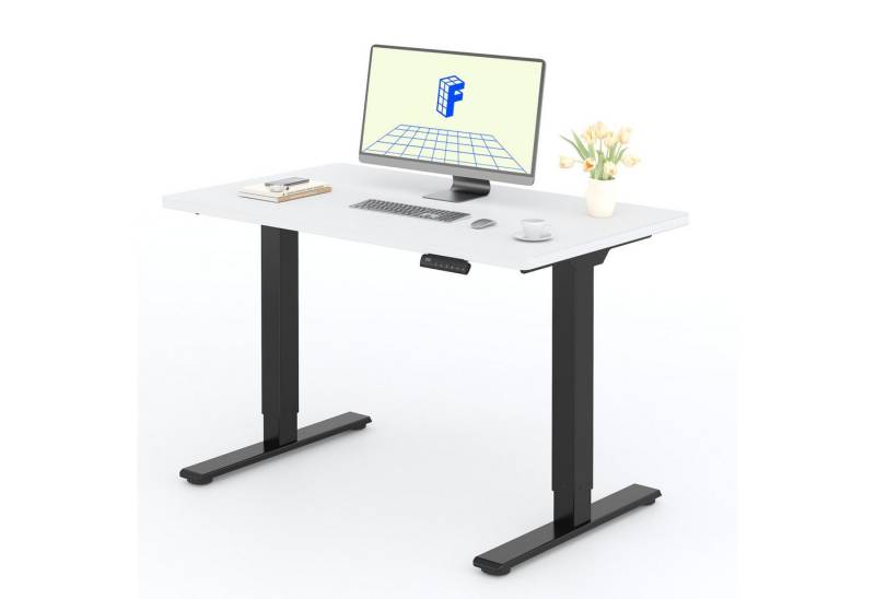 FLEXISPOT Schreibtisch Basic Plus Elektrisch höhenverstellbarer Schreibtisch (2 Motore & 2-Fach-Teleskop & 4 Höhenspeichertasten), MIT einteiliger Tischplatte, 120/140/160 von FLEXISPOT