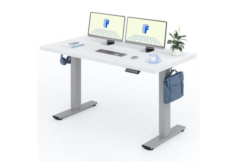 FLEXISPOT Schreibtisch Basic-Series Elektrisch höhenverstellbarer Schreibtisch (Anti-Kollisions-system, 2- Fach-Teleskop, mit Haken, LED-Display), MAX. Load: 80kg, 100/110/120/140/160, MIT einteilige Tischplatte von FLEXISPOT
