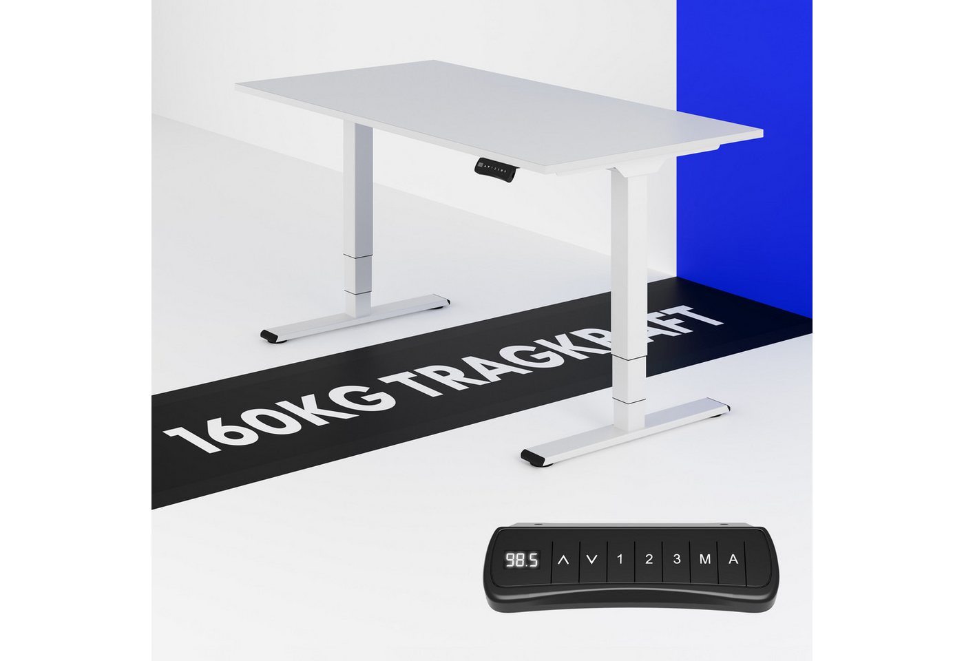 FLEXISPOT Schreibtisch Elektrisch Höhenverstellbarer Schreibtisch EC5 PRO mit Dualmotor (3-fach-Teleskop & 3 Speicherhöhen, Intervall-Timer & Antikollisionssystem, mit Memory-Steuerung), Einteilige Tischplatte(Made in EU) 140 x 80/160 x 80, MAX. LOAD 160KG von FLEXISPOT