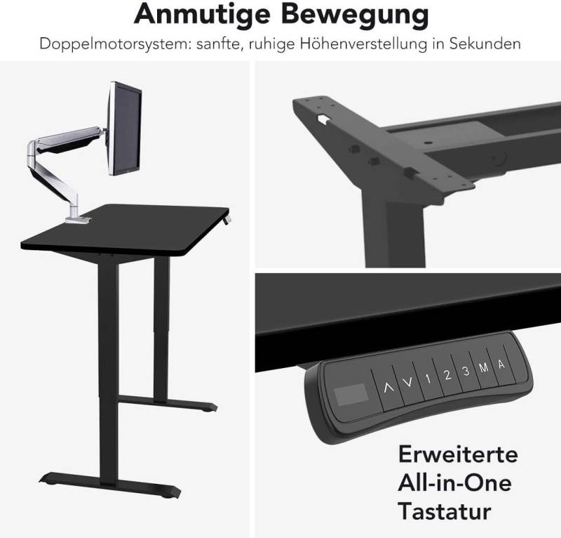 FLEXISPOT Schreibtisch EC5 PRO (2 Motore & 3 Hub-Säulen, mit Memory-Steuerung), Elektrisch Höhenverstellbarer Schreibtisch, 120 x 60 von FLEXISPOT