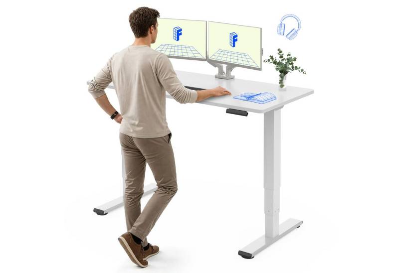 FLEXISPOT Schreibtisch Elektrisch Höhenverstellbarer Schreibtisch EC5 LITE mit Dualmotor (25MM einteiliger Tischplatte & 3-fach Teleskop, 4 Speicherhöhen & Antikollisionssystem), 120x80/140x80/160x80/180x80 von FLEXISPOT