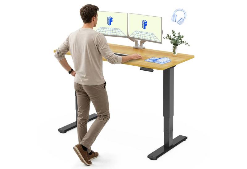 FLEXISPOT Schreibtisch Elektrisch Höhenverstellbarer Schreibtisch EC5 LITE mit Dualmotor (25MM einteiliger Tischplatte & 3-fach Teleskop, 4 Speicherhöhen & Antikollisionssystem), 120x80/140x80/160x80/180x80 von FLEXISPOT