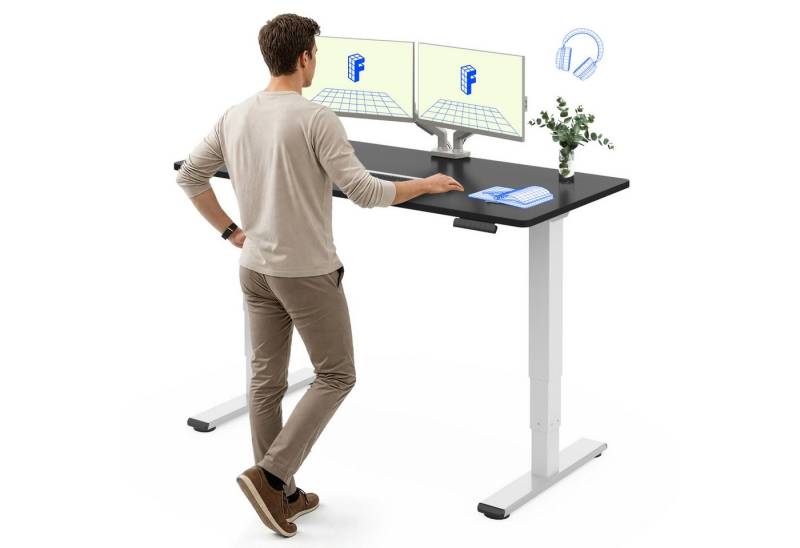 FLEXISPOT Schreibtisch Elektrisch Höhenverstellbarer Schreibtisch EC5 LITE mit Dualmotor (25MM einteiliger Tischplatte & 3-fach Teleskop, 4 Speicherhöhen & Antikollisionssystem), 120x80/140x80/160x80/180x80 von FLEXISPOT