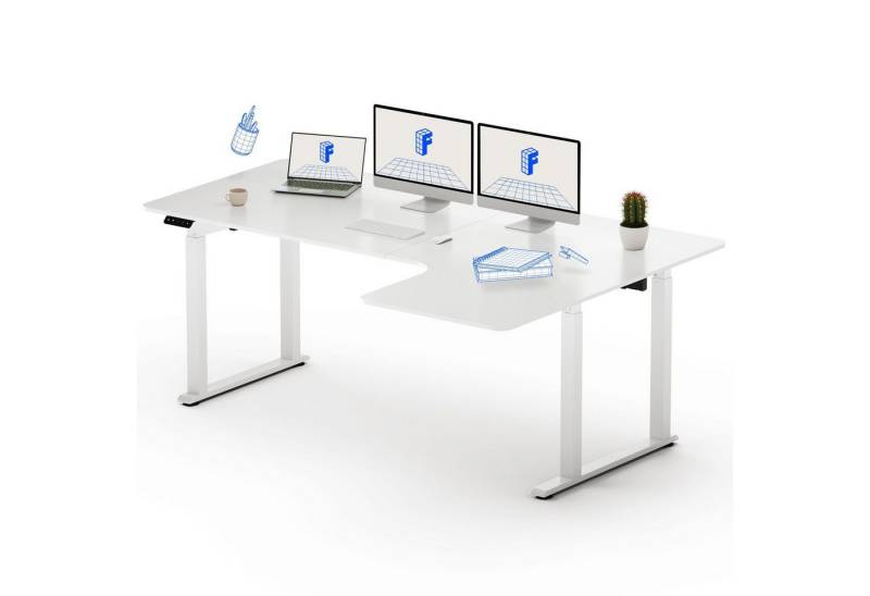 FLEXISPOT Schreibtisch Elektrisch höhenverstellbarer Tisch mit Doppelmotor (Höhenverstellbarer Schreibtisch elektrisch), gaming Tisch, 4-Beinen, L-förm, 2 Motoren, 2-Fach-Teleskop von FLEXISPOT