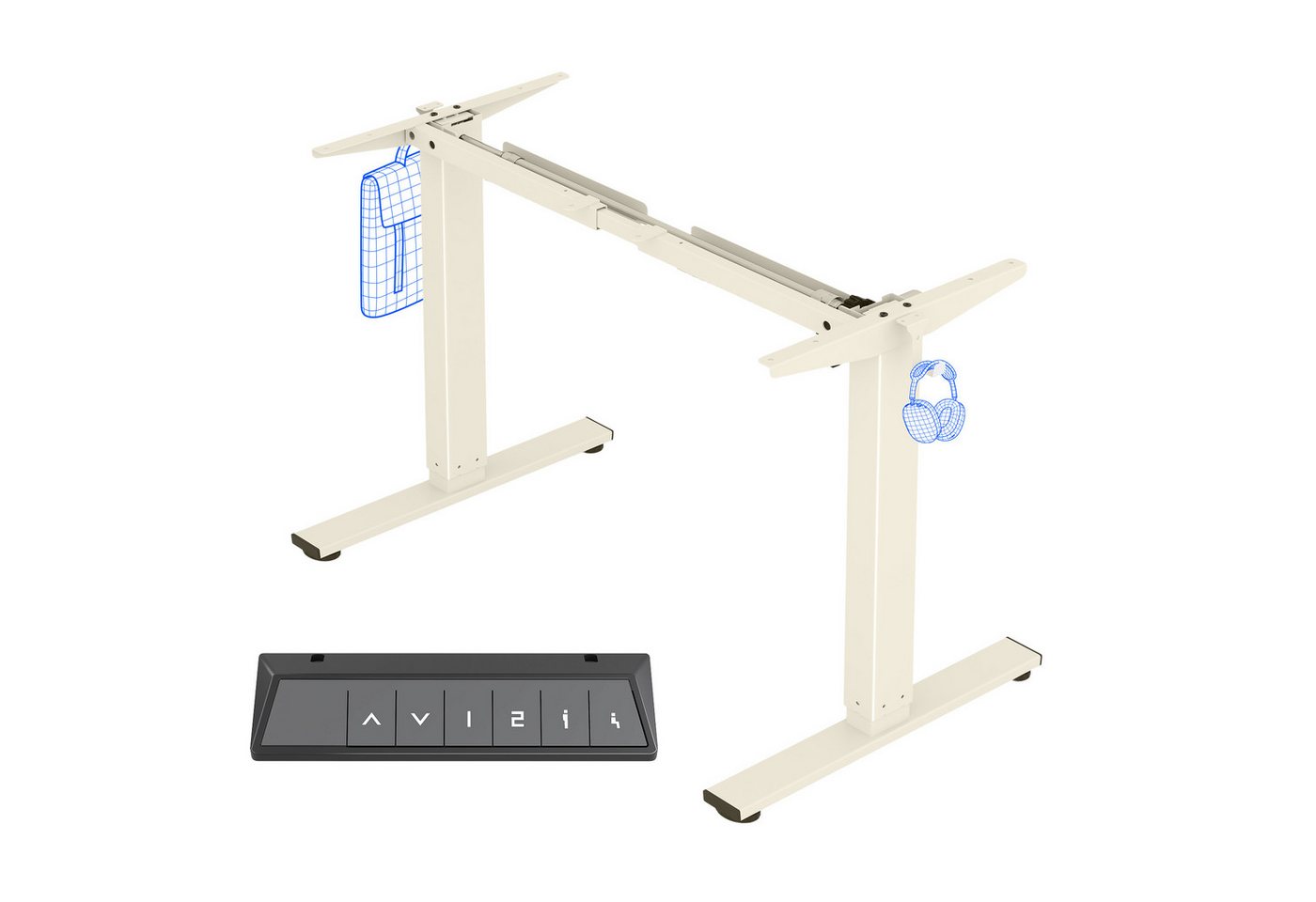 FLEXISPOT Schreibtisch Elektrisch höhenverstellbares Tischgestell, Schwarz/Weiß/Grau/Mousse (1-St., 4 Höhen-Speicherplätze, Anti-Kollisionssystem), Einfache Bedienung, Mit Haken, Max. Load: 80KG von FLEXISPOT