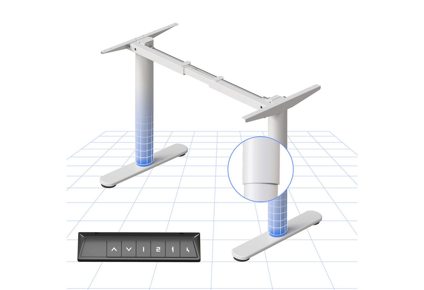 FLEXISPOT Schreibtisch Elektrisch höhenverstellbares Tischgestell, Schwarz/Weiß/Grau/Mousse (1-St., mit elegant abgerundeten Tischbeinen (runde Form), harmonisches Design, Anti-Kollisionsschutz, Max. Load: 80KG von FLEXISPOT
