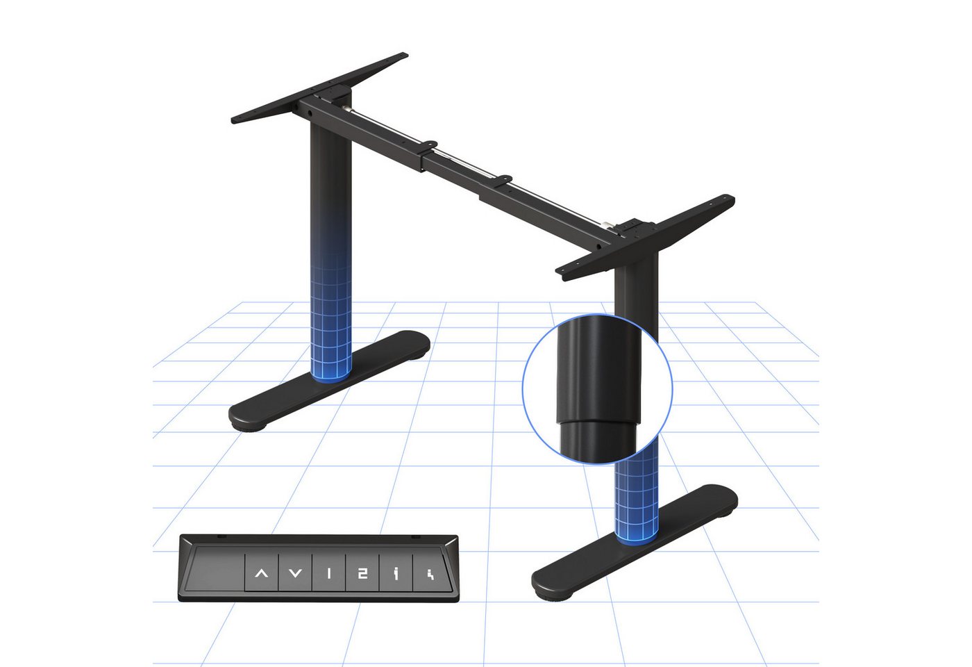 FLEXISPOT Schreibtisch Elektrisch höhenverstellbares Tischgestell, Schwarz/Weiß/Grau/Mousse (1-St., mit elegant abgerundeten Tischbeinen (runde Form), harmonisches Design, Anti-Kollisionsschutz, Max. Load: 80KG von FLEXISPOT