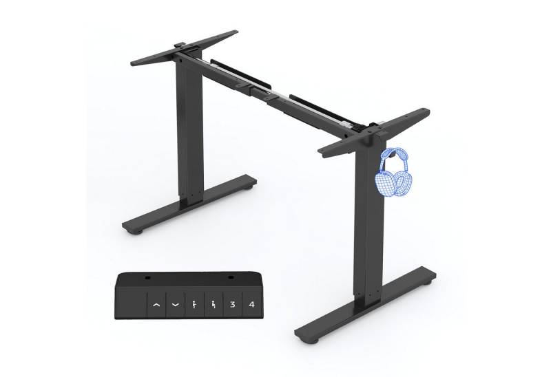 FLEXISPOT Schreibtisch Elektrisch höhenverstellbares Tischgestell, Schwarz/Weiß/Grau (1-St), Einfache Bedienung, Mit Haken, Max. Load: 80KG von FLEXISPOT