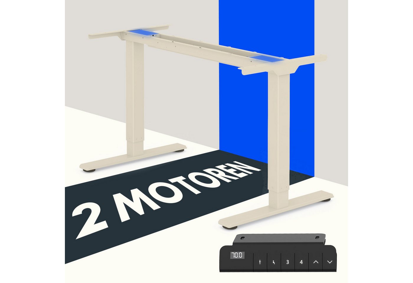 FLEXISPOT Schreibtisch Elektrisch höhenverstellbares Tischgestell (Dual-Motor & 2-Fach-Teleskop, ohne Tischplatte), Einfache Bedienung, Anti-Kollisionssystem, Max. Load: 100KG von FLEXISPOT