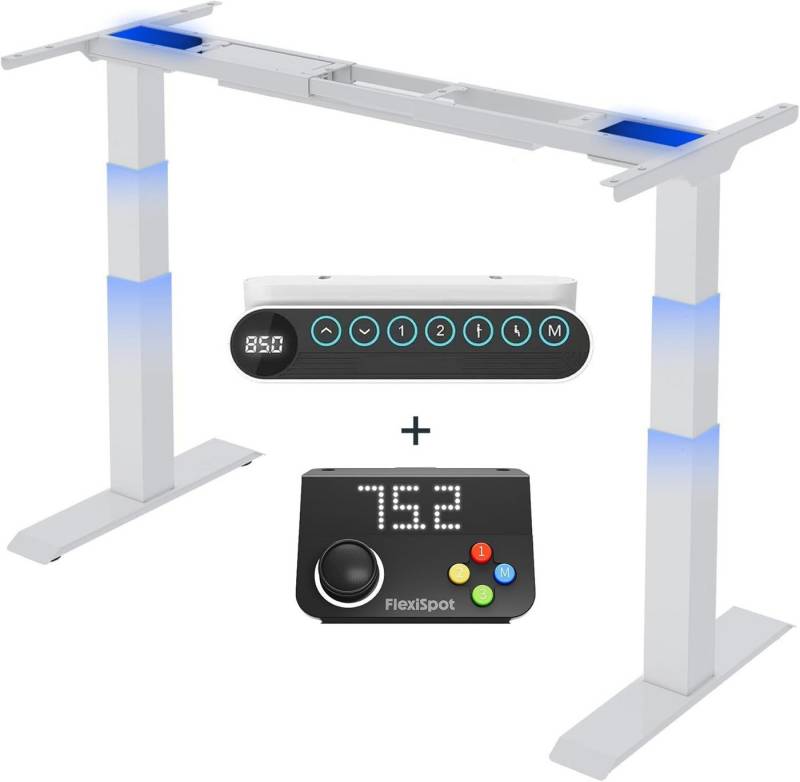 FLEXISPOT Schreibtisch Elektrisch höhenverstellbares Tischgestell E6 (2 Motore, 3-Fach-Teleskop, 4 Speicherplätze, Kollisionschutz Funktion, LED-Display), USB Ladeanschluss, MAX Load: 160KG von FLEXISPOT