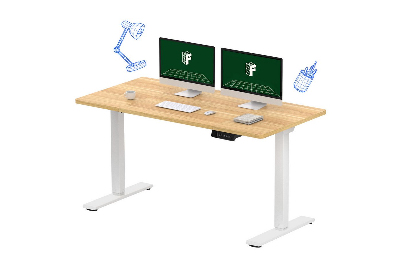 FLEXISPOT Schreibtisch Sitz-Steh-Tisch mit Memory-Funktionen (Dual-Motor & 2-FACH-TELESKOP, 140X70/ 160X70/ 180X80/ 200X80 CM), Elektrisch höhenverstellbarer Schreibtisch von FLEXISPOT