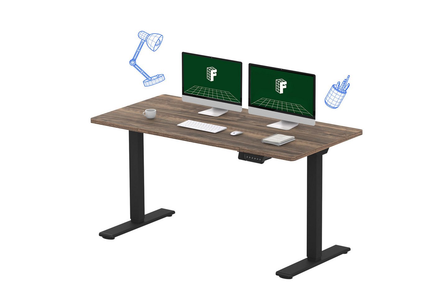 FLEXISPOT Schreibtisch Sitz-Steh-Tisch mit Memory-Funktionen (Dual-Motor & 2-FACH-TELESKOP, 140X70/ 160X70/ 180X80/ 200X80 CM), Elektrisch höhenverstellbarer Schreibtisch von FLEXISPOT