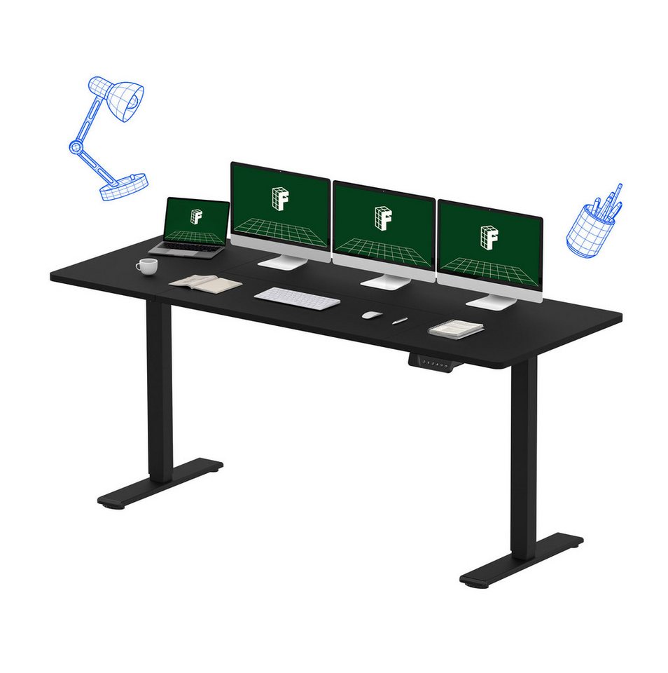 FLEXISPOT Schreibtisch Sitz-Steh-Tisch mit Memory-Funktionen (Dual-Motor & 2-FACH-TELESKOP, 140X70/ 160X70/ 180X80/ 200X80 CM), Elektrisch höhenverstellbarer Schreibtisch von FLEXISPOT