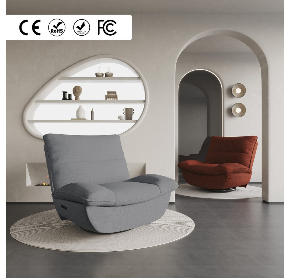 FLEXISPOT Sessel Schaukelsessel gemütlicher TV-Sessel, Relaxsessel (Versteckter Stauraum, 105° - 145° verstellbar, Drehsessel mit Rocking, Ruhesessel für Senioren & Stillenden), 159 KG belastbar, Inkl. All-Season Decke (1,5 x 1,5 m) von FLEXISPOT