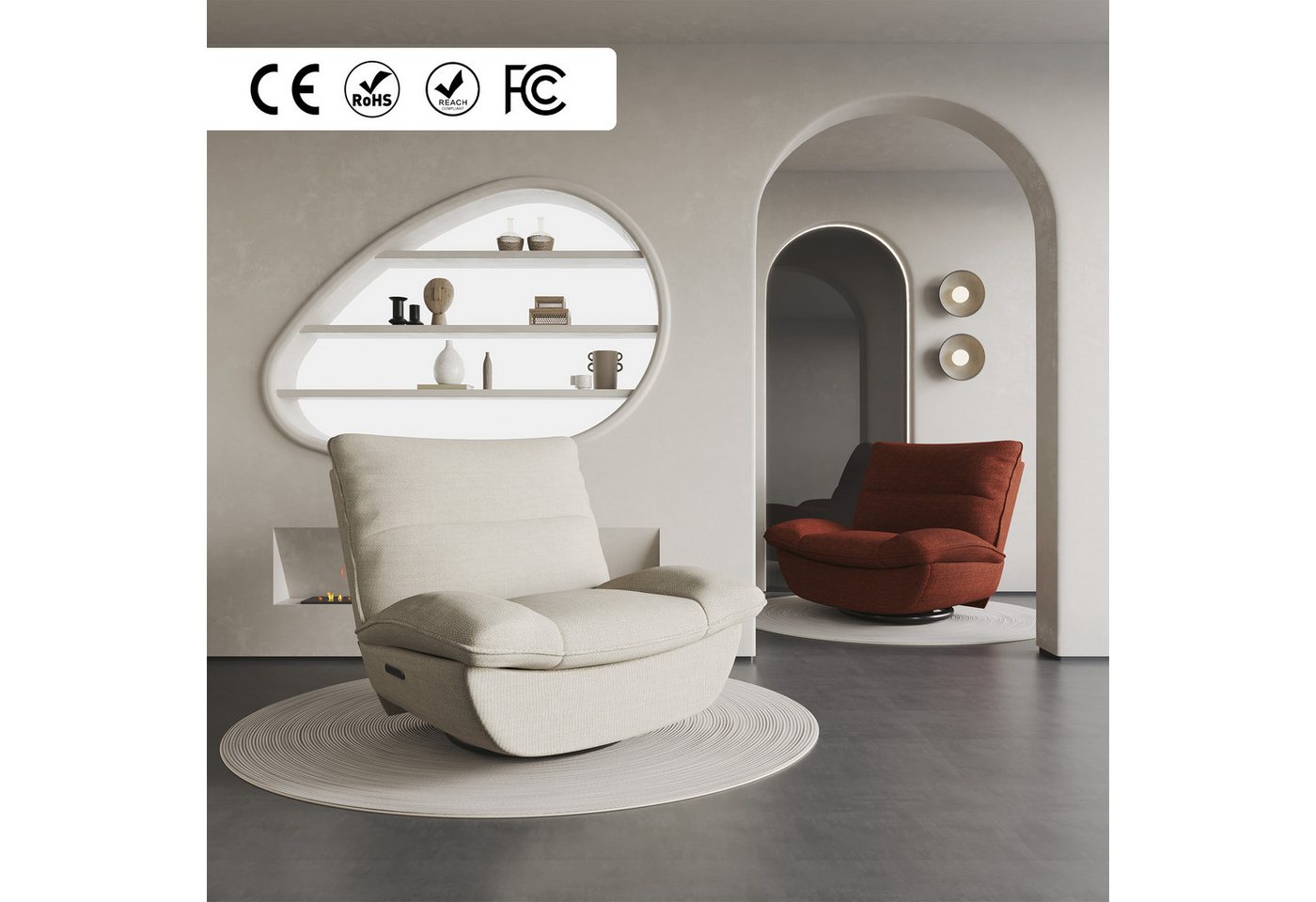 FLEXISPOT Sessel Schaukelsessel gemütlicher TV-Sessel, Relaxsessel (Versteckter Stauraum, 105° - 145° verstellbar, Drehsessel mit Rocking, Ruhesessel für Senioren & Stillenden), 159 KG belastbar, Inkl. All-Season Decke (1,5 x 1,5 m) von FLEXISPOT