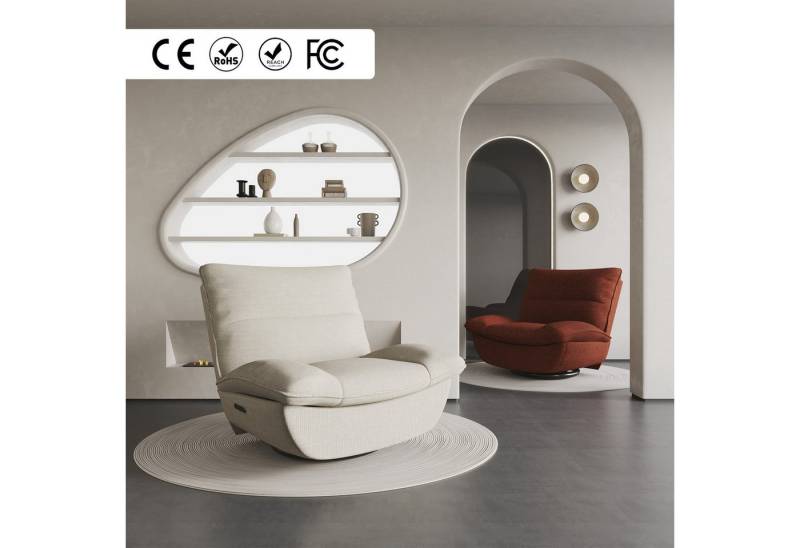 FLEXISPOT Sessel Schaukelsessel gemütlicher TV-Sessel, Relaxsessel (Versteckter Stauraum, 105° - 145° verstellbar, Drehsessel mit Rocking, Ruhesessel für Senioren & Stillenden), 159 KG belastbar, Inkl. All-Season Decke (1,5 x 1,5 m) von FLEXISPOT