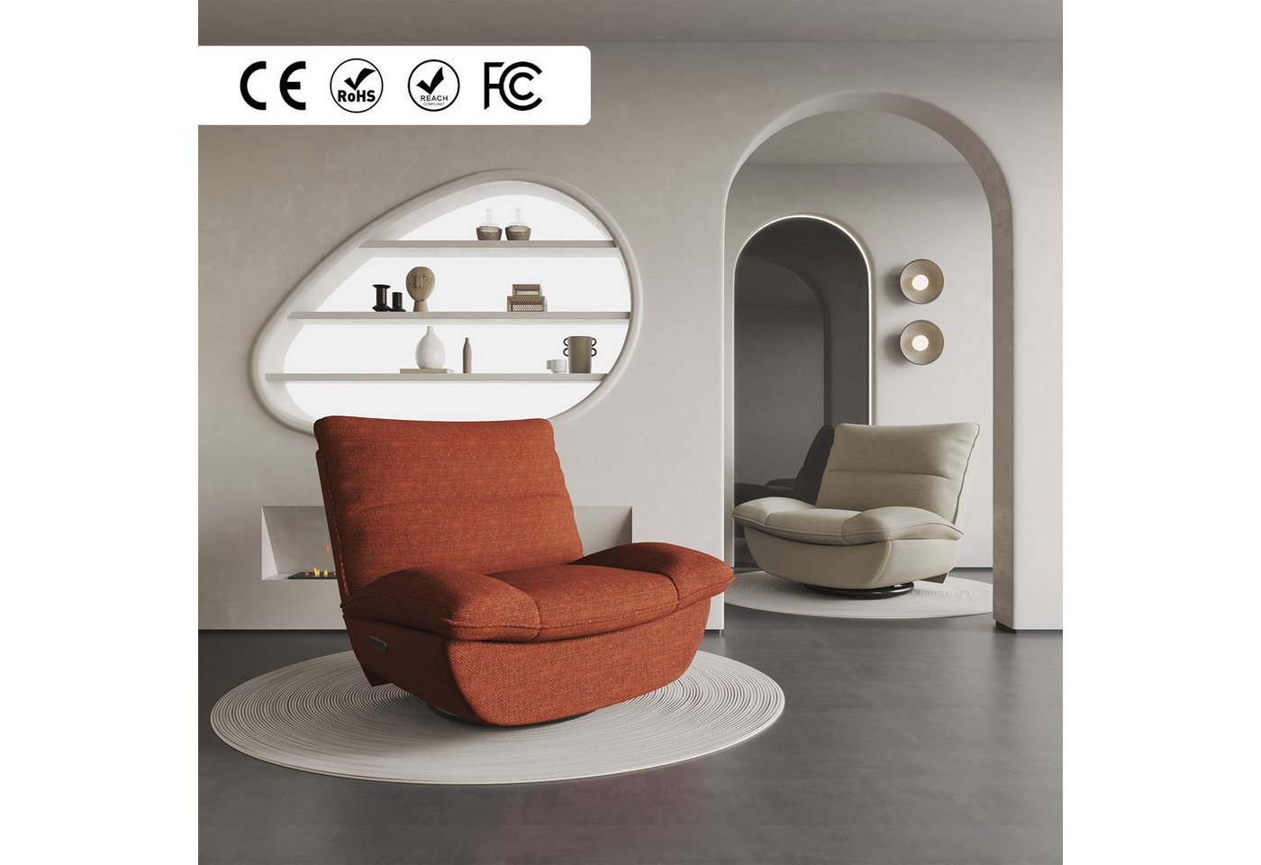 FLEXISPOT Sessel Schaukelsessel gemütlicher TV-Sessel, Relaxsessel (Versteckter Stauraum, 105° - 145° verstellbar, Drehsessel mit Rocking, Ruhesessel für Senioren & Stillenden), 159 KG belastbar, Inkl. All-Season Decke (1,5 x 1,5 m) von FLEXISPOT