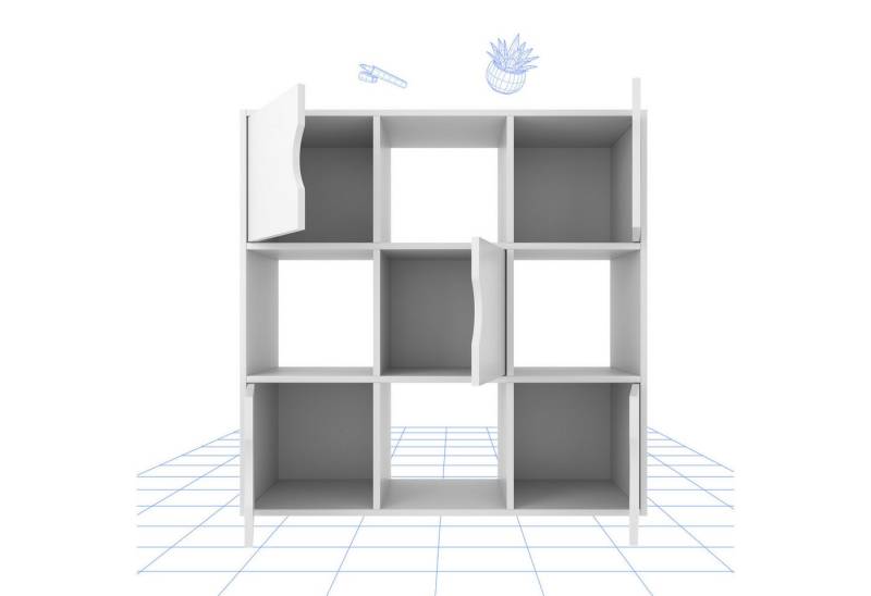 FLEXISPOT Stauraumregal Standregal, Würfelregal, Raumteiler, viel Stauraum, 9 Fächer mit Türen und Kippschutz, ideal für Zuhause und Büro, Moderner Holz-Bücherregal, 90x29x90 cm von FLEXISPOT