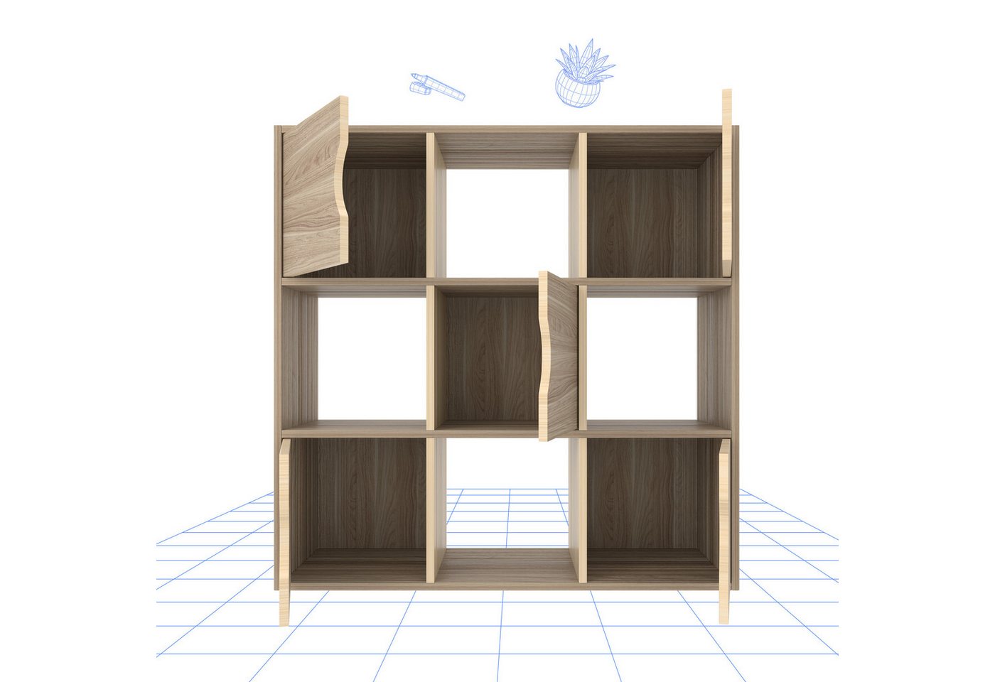 FLEXISPOT Stauraumregal Standregal, Würfelregal, Raumteiler, viel Stauraum, 9 Fächer mit Türen und Kippschutz, ideal für Zuhause und Büro, Moderner Holz-Bücherregal, 90x29x90 cm FLEXISPOT Stauraumregal Standregal, Würfelregal, Raumteiler, viel Stauraum, 9 Fächer mit Türen und Kippschutz, ideal für Zuhause und Büro, Moderner Holz-Bücherregal, 90x29x90 cm von FLEXISPOT