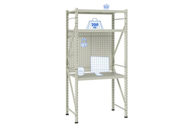 FLEXISPOT Werkbank & Schreibtisch mit Regal und Lochwand – Stabiler Werkzeugtisch, (vielseitig nutzbar in Werkstatt, Büro, Lager oder Zuhause), bis 200 kg belastbar von FLEXISPOT
