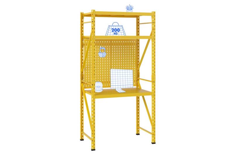 FLEXISPOT Werkbank & Schreibtisch mit Regal und Lochwand – Stabiler Werkzeugtisch, (vielseitig nutzbar in Werkstatt, Büro, Lager oder Zuhause), bis 200 kg belastbar von FLEXISPOT