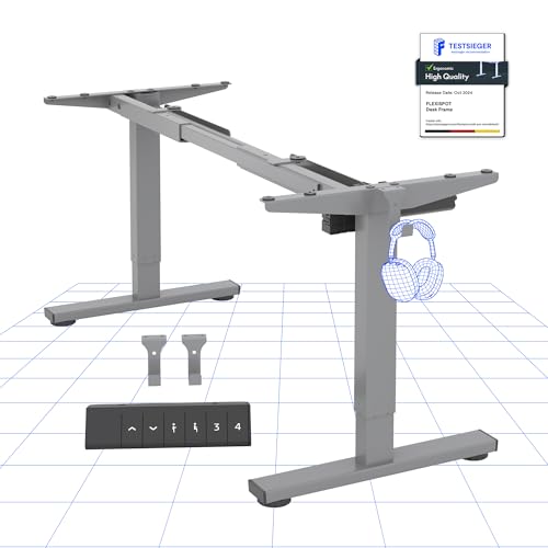 FLEXISPOT höhenverstellbarer Schreibtisch Gestell, höhenverstellbarer Schreibtisch elektrisch mit starken Motor, 2 teiligen Beinen, 4 Memory-Steuerung - EN1 Basic(Grau) von FLEXISPOT