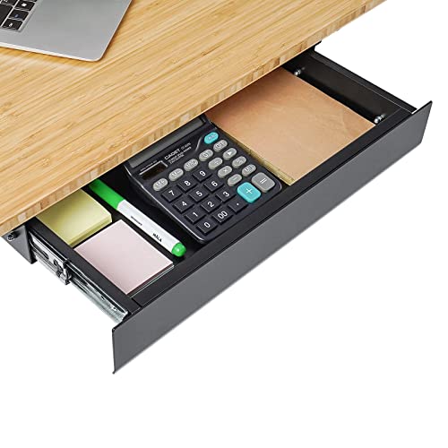 FlexiSpot Ausziehbare Schublade für den Schreibtisch unter dem Schreibtisch, zur Aufbewahrung, zum Verschieben, Sicherheits-Arbeitsplatz-Schubladen (Größe L, Schwarz) von FLEXISPOT