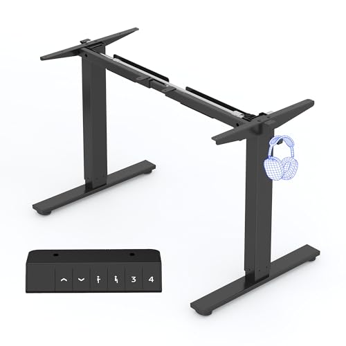 FlexiSpot Höhenverstellbarer Schreibtisch Gestell mit 2 Haken und Höhenmemory-Funktion & LED-Höhenanzeige, Elektrisch höhenverstellbare Tischbeine (Schwarz) von FLEXISPOT