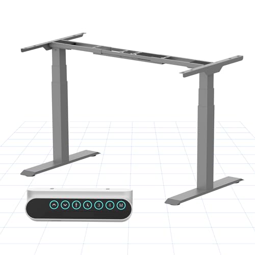 FLEXISPOT E6 Premium Elektrischer Höhenverstellbarer Schreibtisch, 3-Fach-Teleskop, Memory-Steuerung, Integriertes Anti-Kollisionssystem, Stabil & Hochbelastbar (Grau) von FLEXISPOT