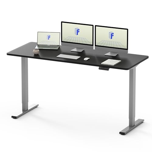FLEXISPOT EF1 160x80 Elektrisch Höhenverstellbarer Schreibtisch mit Tischplatte 2-Fach-Teleskop, Sitz- & Stehpult mit Memory-Steuerung (schwarz, grau Gestell) von FLEXISPOT