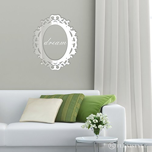 Dekorativer Spiegel DREAM 60 X 48, modernes Design Dekoration, 3mm Acryl-Spiegel aus der EU, Wohnzimmer, Schlafzimmer, Flur, unzerbrechlich, DIY-Heimtextilien, Silber, hergestellt in der EU von FLEXISTYLE