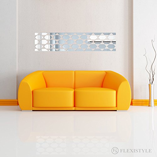 FLEXISTYLE Dekorativer Spiegel Geometric, modernes Design Dekoration, 3mm Acryl-Spiegel aus der EU, Wohnzimmer, Schlafzimmer, Flur, unzerbrechlich, DIY-Heimtextilien, Silber, hergestellt in der EU von FLEXISTYLE