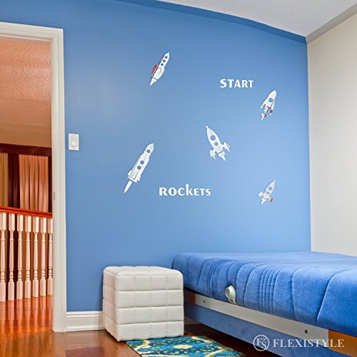 FLEXISTYLE Dekorativer Spiegel Rocket, modernes Design Dekoration, 3mm Acryl-Spiegel aus der EU, Wohnzimmer, Schlafzimmer, Flur, unzerbrechlich, DIY-Heimtextilien, Silber, hergestellt in der EU von FLEXISTYLE