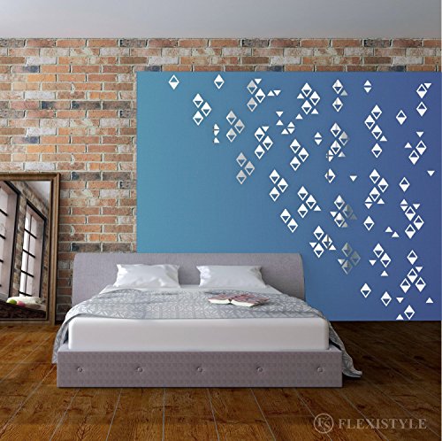 FLEXISTYLE Dekorativer Spiegel Shiny Rain, Modernes Design Dekoration, 3mm Acryl-Spiegel aus der EU, Wohnzimmer, Schlafzimmer, Flur, unzerbrechlich, DIY-Heimtextilien, Silber, Hergestellt in der EU von FLEXISTYLE