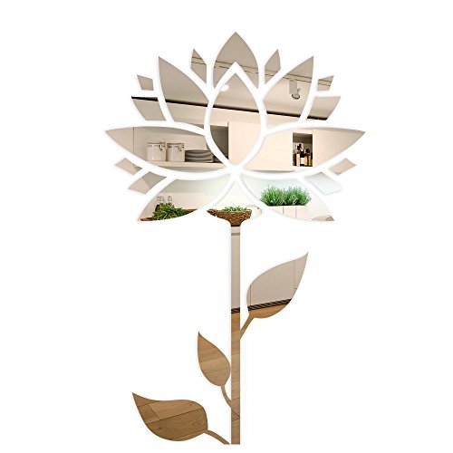 FLEXISTYLE Dekorativer Spiegel Sunflower, modernes Design Dekoration, 3mm Acryl-Spiegel aus der EU, Wohnzimmer, Schlafzimmer, Flur, unzerbrechlich, DIY-Heimtextilien, Silber, hergestellt in der EU von FLEXISTYLE