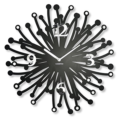 FLEXISTYLE Große Wanduhr Finezza Silent Non Ticking, oval, 50 cm, Metall, Wohnzimmer Schlafzimmer von FLEXISTYLE