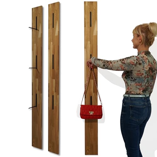 FLEXISTYLE Holz Kleiderhaken wand Wandgarderobe Garderobe klappbar platzsparend Garderobenhaken Holz Garderobenleiste Holz für Flure, Garderoben, Schlafzimmer und Badezimmer (Eiche) von FLEXISTYLE