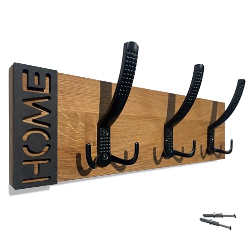 FLEXISTYLE Kleiderhaken Modern Oak wand Wandgarderobe Garderobe Holz Eiche design Lamellen paneele Schwarz modern natur 3 Dimensionen (Eiche, 40cm) von FLEXISTYLE