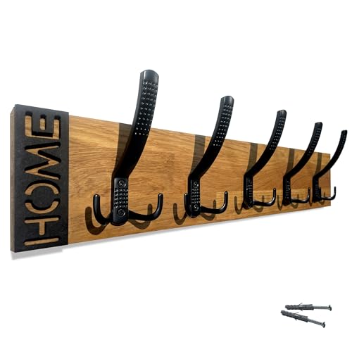 FLEXISTYLE Kleiderhaken Modern Oak wand Wandgarderobe Garderobe Holz Eiche design Lamellen paneele Schwarz modern natur 3 Dimensionen (Eiche, 60cm) von FLEXISTYLE