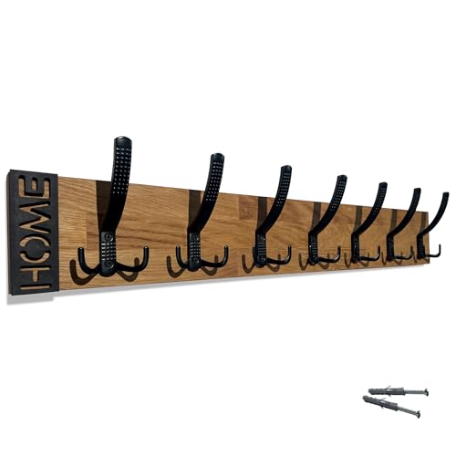 FLEXISTYLE Kleiderhaken Modern Oak wand Wandgarderobe Garderobe Holz Eiche design Lamellen paneele Schwarz modern natur 3 Dimensionen (Eiche, 80cm) von FLEXISTYLE
