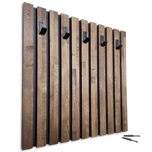 FLEXISTYLE Kleiderhaken wand Wandgarderobe Garderobe Holz Eiche Lamellen Braun 4 Dimensionen (w1-d9-6060-brown) von FLEXISTYLE