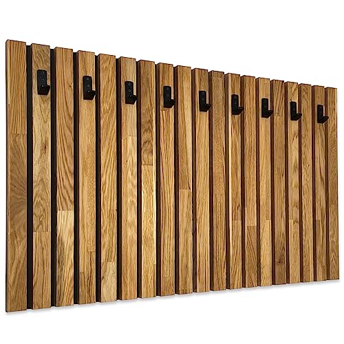 FLEXISTYLE Kleiderhaken wand Wandgarderobe Garderobe Holz Eiche Lamellen Schwarz 4 Dimensionen (100x60cm) von FLEXISTYLE