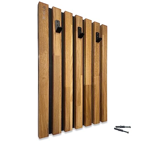 FLEXISTYLE Kleiderhaken wand Wandgarderobe Garderobe Holz Eiche Lamellen Schwarz 4 Dimensionen (40x60cm) von FLEXISTYLE
